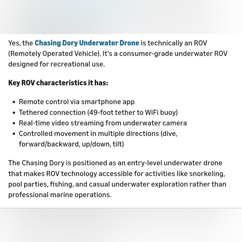 NIB Chasing Dory 1080p Full HD Underwater ROV Drone Camera Real Time Viewing - Picture 16 of 16